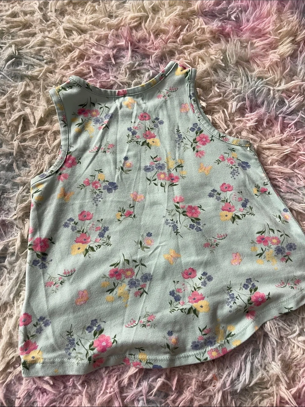 Girls' Pink Bow Floral Casual Dress - Sleeveless with Minty Floral Tank Top 4T